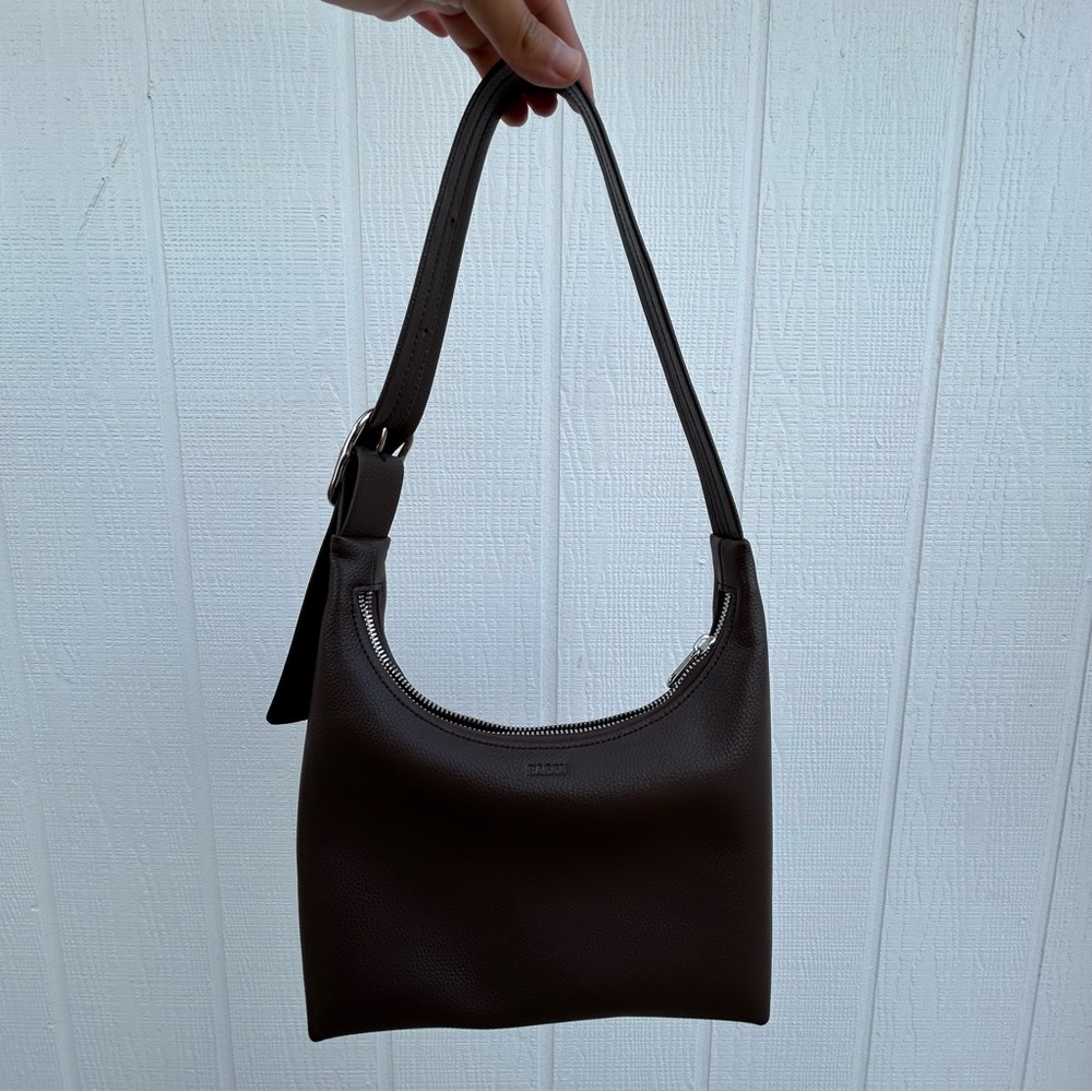 BAGGU Mini Recycled Leather Shoulder Bag Brown